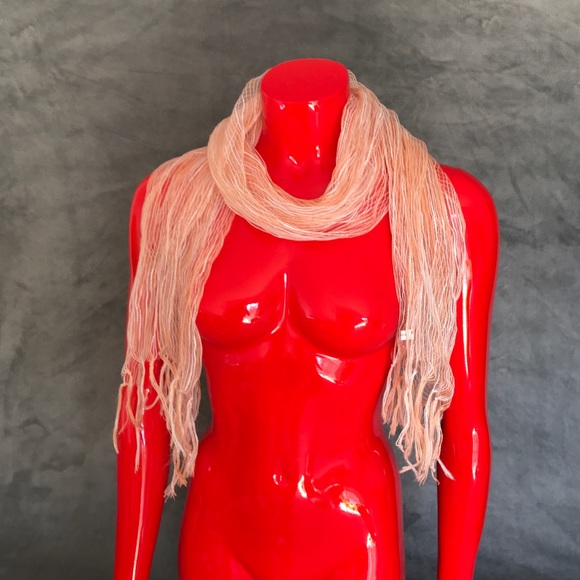 🔻2 for $10 🔻 Silk Poly Blend Neck Scarf Peach - Picture 2 of 5